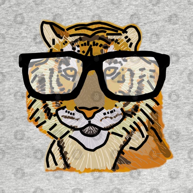 Cool Tiger with Glasses by ellenhenryart